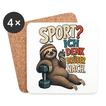 Faultier Sport Denk Drüber Nach Shirt - Untersetzer (4er-Set) - Weiß - Vorne
