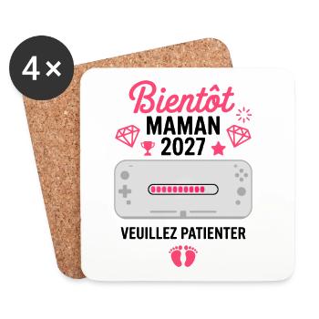 Bientôt Maman 2027 Gamer Annonce Grossesse - Dessous de verre (lot de 4) - blanc - Devant