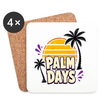 Palm Days – Retro sunset and palm trees - Coasters (set of 4) - white - Front