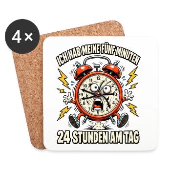 Ich hab meine fünf Minuten – rund um die Uhr - Untersetzer (4er-Set) - Weiß - Vorne