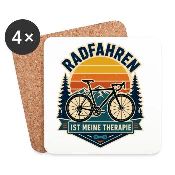 Radfahren ist meine Therapie – Retro Bergtour - Untersetzer (4er-Set) - Weiß - Vorne