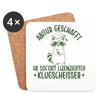 Abitur geschafft Lizenzierter Klugscheißer - Untersetzer (4er-Set) - Weiß - Vorne