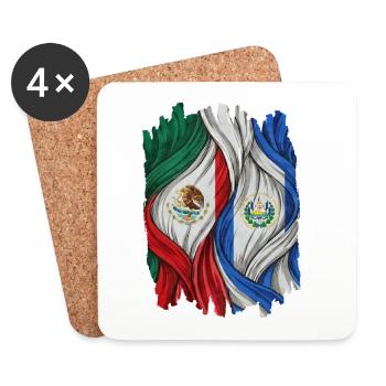 Proud of the flags of Mexico and El Salvador - Coasters (set of 4) - white - Front