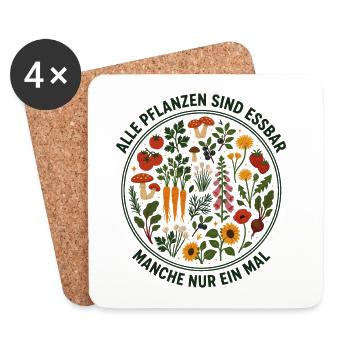 Alle Pflanzen sind essbar - Manche nur ein mal - Untersetzer (4er-Set) - Weiß - Vorne