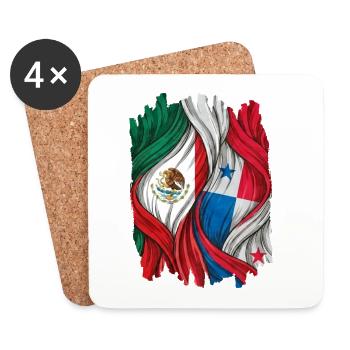 Fiers des drapeaux du Mexique et du Panama - Dessous de verre (lot de 4) - blanc - Devant