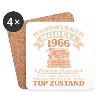 60. Geburtstag Handwerker Modell 1966 - Untersetzer (4er-Set) - Weiß - Vorne
