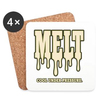 MELT – Kühl unter Druck | Humor über Stress - Untersetzer (4er-Set) - Weiß - Vorne