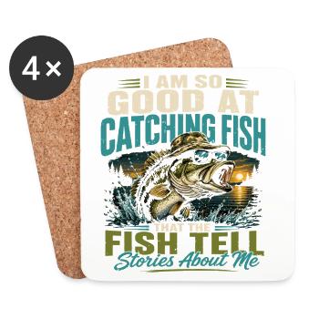 Legendary Fisherman Humor Retro Vintage Fish - Coasters (set of 4) - white - Front