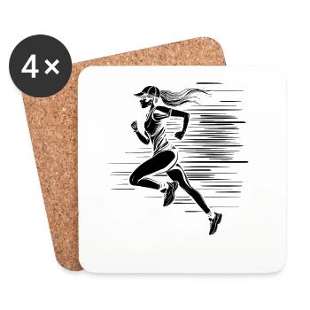 Dessin du coureur - Dessous de verre (lot de 4) - blanc - Devant
