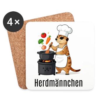 Herdmännchen Koch Gastronomie Beikoch Lustig  - Untersetzer (4er-Set) - Weiß - Vorne