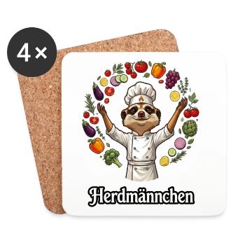 Herdmännchen Koch Gastronomie Beikoch Lustig  - Untersetzer (4er-Set) - Weiß - Vorne