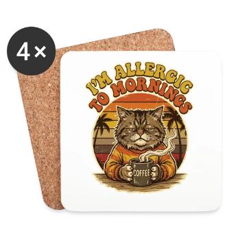 Chat, je suis allergique à Morgende - Dessous de verre (lot de 4) - blanc - Devant