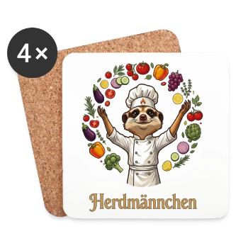 Herdmännchen Koch Gastronomie Beikoch Lustig  - Untersetzer (4er-Set) - Weiß - Vorne