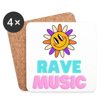 Sunshine Rave Music Néon Design - Dessous de verre (lot de 4) - blanc - Devant