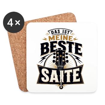 Gitarre - Das ist meine beste Saite - Untersetzer (4er-Set) - Weiß - Vorne