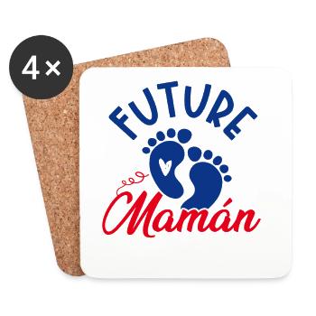 Future Maman Garçon Empreintes Bébé - Dessous de verre (lot de 4) - blanc - Devant