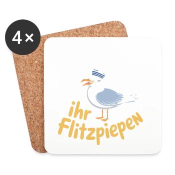 Moin Ihr Flitzpiepen Norddeutsch Hamburg Büro Moin - Untersetzer (4er-Set) - Weiß - Vorne