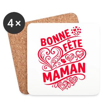Bonne Fête Maman Cadeau Fête Des Mères - Dessous de verre (lot de 4) - blanc - Devant
