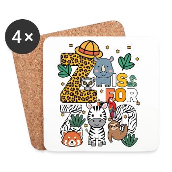 Z Is For Zoo Party Jungle Zoo Birthday Animals - Coasters (set of 4) - white - Front