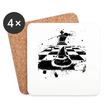 Art de rue de la pièce d’échecs - Dessous de verre (lot de 4) - blanc - Devant