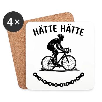 Hätte Hätte Fahrradkette lustige Fahrrad Sprüche - Untersetzer (4er-Set) - Weiß - Vorne