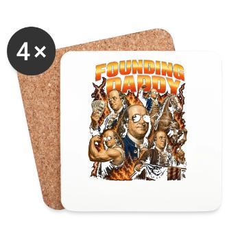 Founding Father Ben Franklin, July 4 - Coasters (set of 4) - white - Front