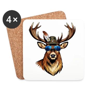 Deer Sunglasses Folk Festival Traditional Costumes Replacement Man - Coasters (set of 4) - white - Front