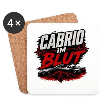 Cabrio im Blut Cabriolet Spruch Fahrer - Untersetzer (4er-Set) - Weiß - Vorne