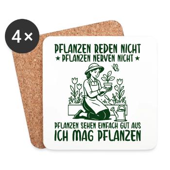 Pflanzen Nerven nicht Retro Gärtnerin - Untersetzer (4er-Set) - Weiß - Vorne