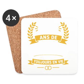 28 Ans de Mariage Toujours en Vie - Dessous de verre (lot de 4) - blanc - Devant