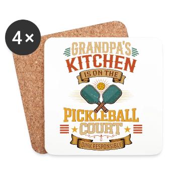 Vintage Paddle Dink Funny Grandpa Pickleball - Coasters (set of 4) - white - Front