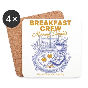 Breakfast Crew Morning Delights Brunch drôle - Dessous de verre (lot de 4) - blanc - Devant