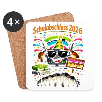 Schulabschluss 2026 - das WLAN hat fertig - Untersetzer (4er-Set) - Weiß - Vorne