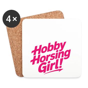 Hobby Horsing Girl Steckenpferd Pony Reiten Pferde - Untersetzer (4er-Set) - Weiß - Vorne