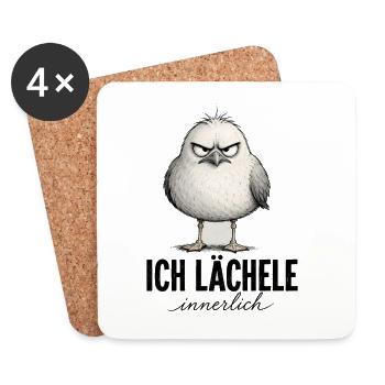  Ich Lächele Innerlich Lustiger Mürrischer Vogel - Untersetzer (4er-Set) - Weiß - Vorne