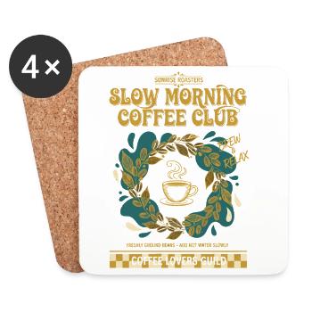 Breakfast Coffee Brunch Pancake Bacon Food Funny - Coasters (set of 4) - white - Front