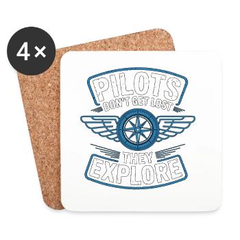 Pilote privé ne se perd pas. Ils aiment l’aviation. - Dessous de verre (lot de 4) - blanc - Devant