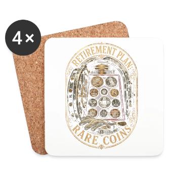 Plan de retraite Numismatics pour collectionneurs de pièces rares - Dessous de verre (lot de 4) - blanc - Devant
