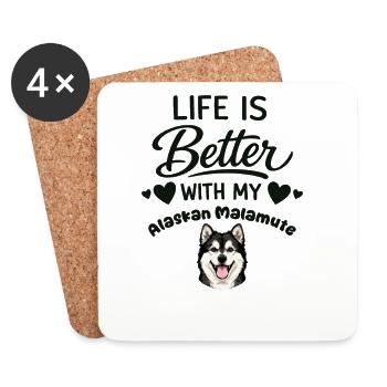 La vie est meilleure avec mon Alaskan - Dessous de verre (lot de 4) - blanc - Devant