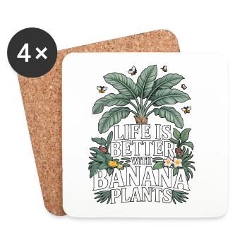 Life Is Better With Banana Plants - Coasters (set of 4) - white - Front