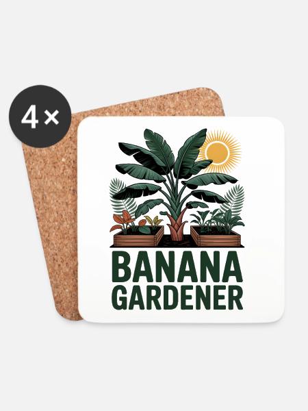 Banana Gardener Tropischer Garten - Untersetzer (4er-Set) - Weiß