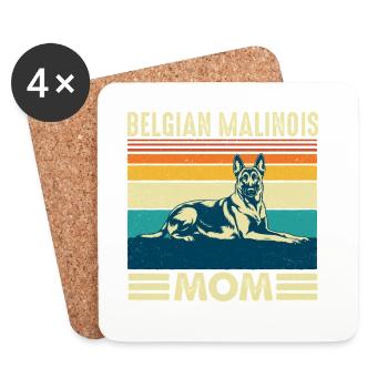 Maman malinois belge Maman du chien berger - Dessous de verre (lot de 4) - blanc - Devant