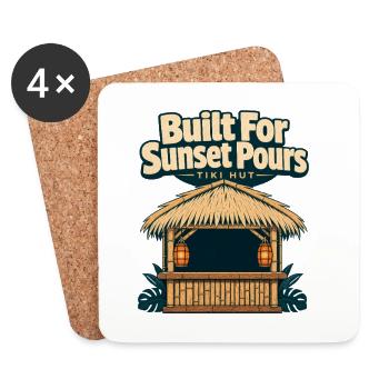 Barman Shift Construit pour Sunset Verse du Rhum Tiki Hu - Dessous de verre (lot de 4) - blanc - Devant