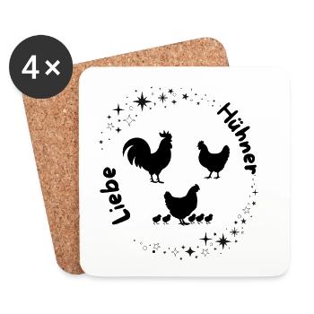 Chicken Love - Coasters (set of 4) - white - Front