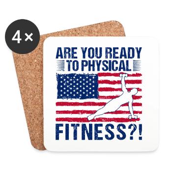 Fitness Fanatics Ready Physical Fitness - Untersetzer (4er-Set) - Weiß - Vorne