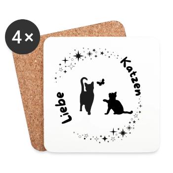 Lune Amour Magique des Chats - Dessous de verre (lot de 4) - blanc - Devant