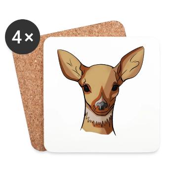 Tête de daim graphique pastel - Dessous de verre (lot de 4) - blanc - Devant