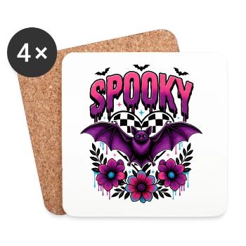 Halloween Spooky Bat Floral Néon - Dessous de verre (lot de 4) - blanc - Devant