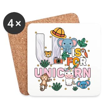 U Is For Unicorn Zoo Party Jungle Zoo Birthday - Coasters (set of 4) - white - Front