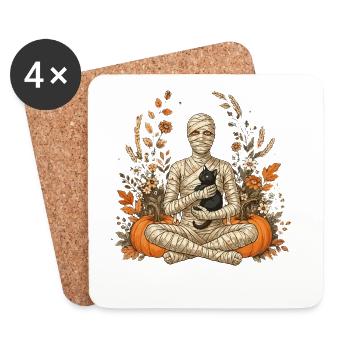 Halloween, Mummy, Black Cat - Coasters (set of 4) - white - Front